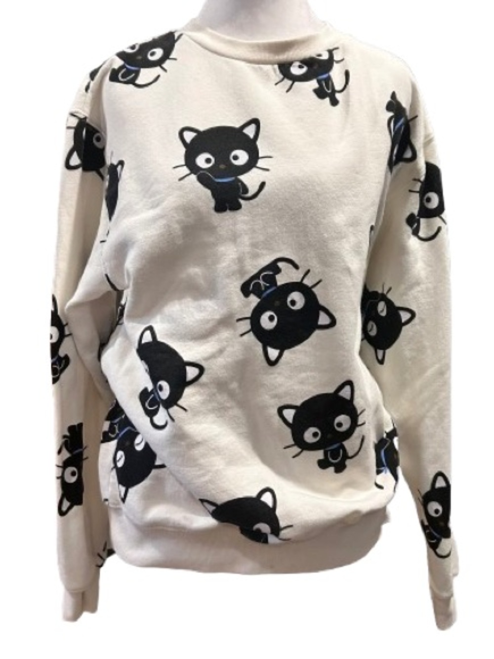 Sanrio Chococat Sweatshirt All Over Print Cream Crewneck Pullover Kawaii Size S